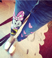 Elina\'s shop new fashion 2015 Women\'s Loose denim mouse heart costume boyfriend jeans for women pants bottom s m l