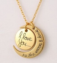 Fashion accessories jewelry New l love you moon pendant necklace gift  for women girl wholesale N1618