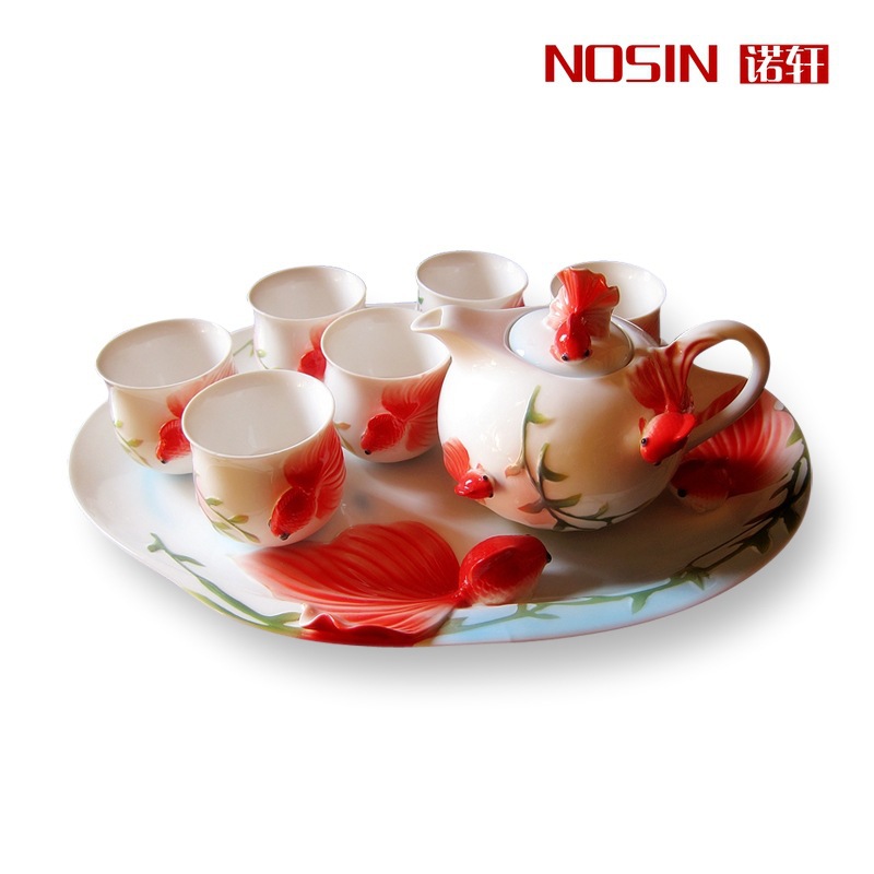 8pcs set Tea set Gift Drinkware Kung Fu Tea mug Bone China porcelain Creative Cup wedding
