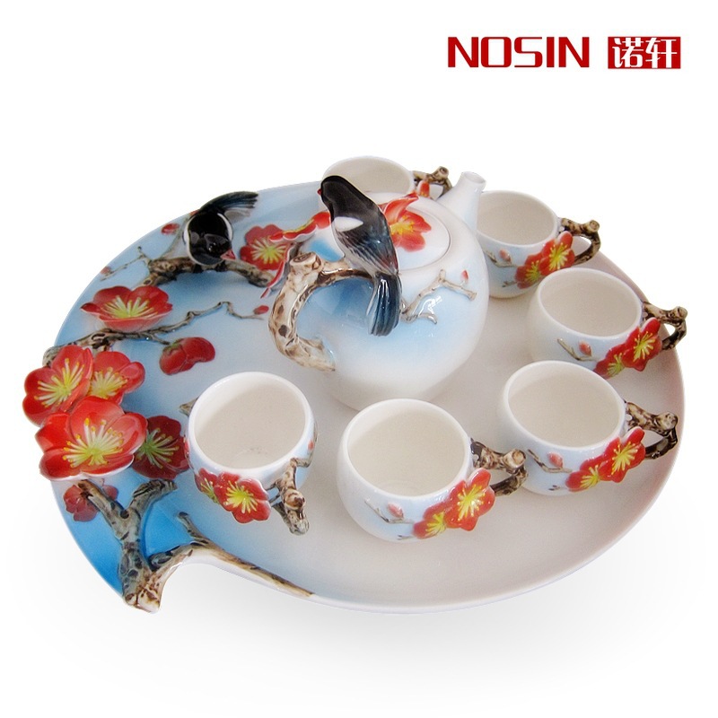Festival Tea set Gift Top Quality 8pcs set Drinkware Kung Fu Tea mug Bone China wedding