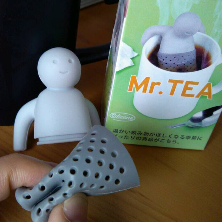 New style Teapot Lovely Tea Strainer Silicone Mr Tea Infuser Coffee Tea Sets 5Pcs
