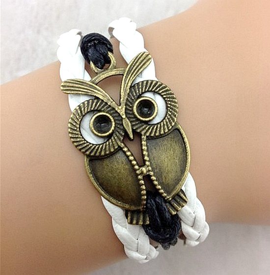 100 High Quality Genuine Leather Bracelet Lovely Animal Owl Bracelet Bangles Vintage Jewelry Wholesale Price