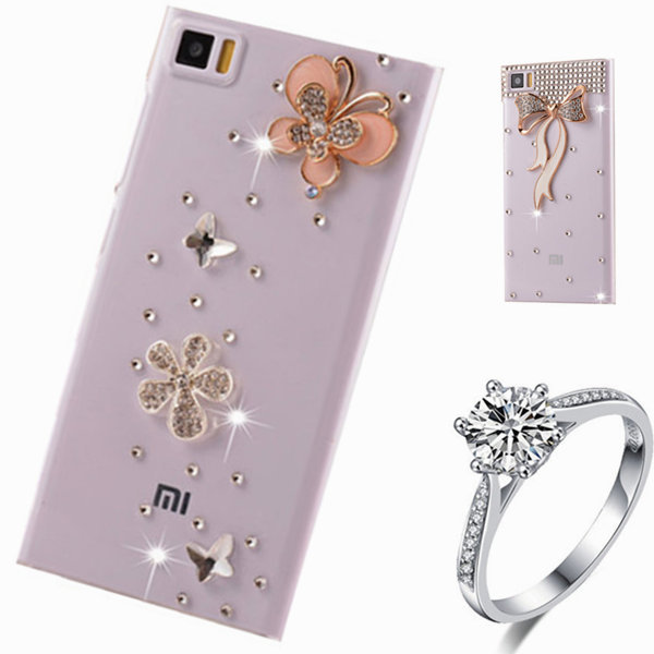 2015 new original Floral diamond Case For xiaomi mi3 luxury Mobile Phone Accessories Rhinestone Crystal bling