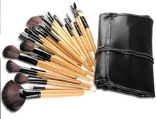 2015 hot sale 32 PCS Makeup brushes Professional Make up Tools goat hair kit of Cosmetic Set Brush+ Black Leather Bag