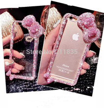 Free Gift Luxury Cute Bow Bowknot Bling Crystal Diamond Hard Cover Case For iPhone 6 4