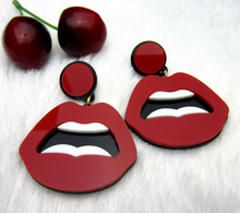 European Fashion Punk Jewelry Club Red Sexy Lips Earrings For Women Hip Hop Accessories