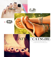 TOR001 Celebrity Fashion Simple Retro Flower Design Adjustable Toe Ring Foot Jewelry 12 Designs Option