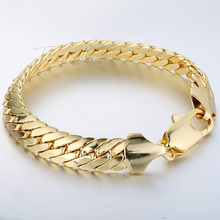 10mm Mens Chain Boys Close Double Curb Link Yellow White Rose Gold Filled GF Bracelet Wholesale Bulk Sale Jewelry Gift LGBM75