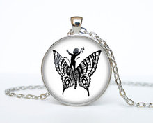 (3 piece/lot)Cupid and the Butterfly  Jewelry Vintage Original Cute Silhouette Necklace Handmade Silver Glass Dome Accessories