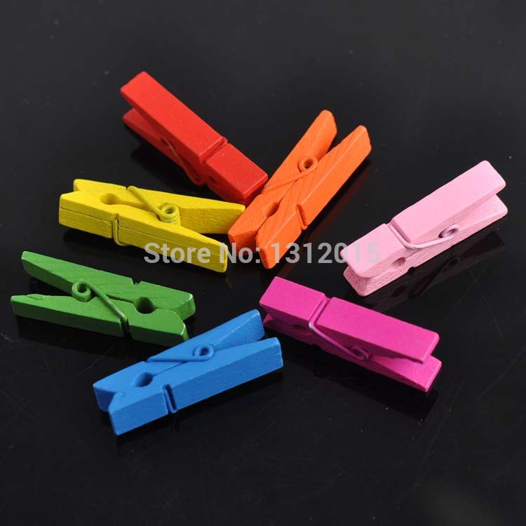 30Pcs Wooden decorative Clothespin Craft Clips Mixed Colors 35x11mm For DIY Jewelry fingdings 0119 3