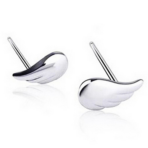 2015 New Arrival Fashion Jewelry Brief Earrings Silver Wings Stud Earring 925 Silver Jewelry Female Honey