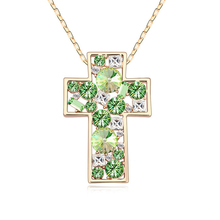 Valentines Day Love You 18K Gold Plated Austrian Crystal Cross Necklaces Pendants Jewlery 