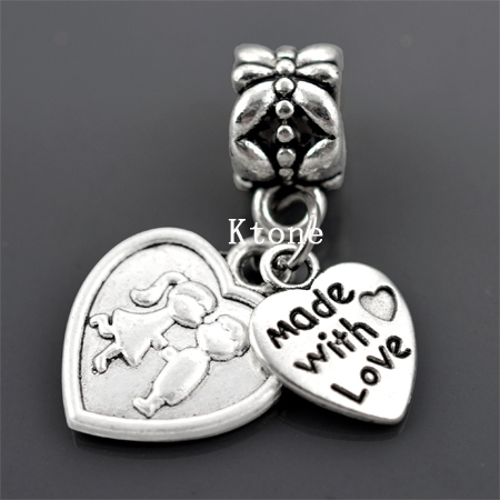 2015 New Arrival 925 Silver Beads Made With Love Lover Kiss Pendant Fit Pandora Charms Bracelets