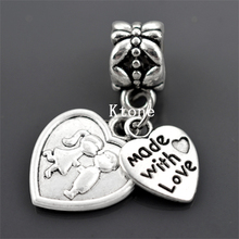 2015 New Arrival 925 Silver Beads,Made With Love&Lover Kiss Pendant Fit Pandora Charms Bracelets&Bangle,Jewelry Making ,SPP059