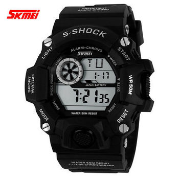 2015 новый Skmei спорт мужчины марка шок часы часы на открытом воздухе кварцевые из светодиодов цифровой свободного покроя мужской платье часы военные наручные часы