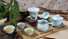 9 pcs kung fu tea set Longquan celadon ceramics teaset 1 gaiwan 1 fair cup 1