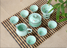 9 pcs kung fu tea set Longquan celadon ceramics teaset 1 gaiwan 1 fair cup 1