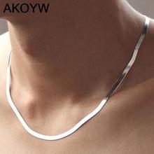 Wholesale S925 sterling silver necklaces for men women short paragraph clavicle chain silver jewelry flat blade Yi Gu chain