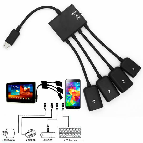3 in 1 Micro USB OTG Hub Host Adapter Cable for Samsung smartphone tablet