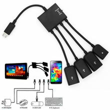 3 in 1 Micro USB OTG Hub Host Adapter Cable for Samsung smartphone tablet
