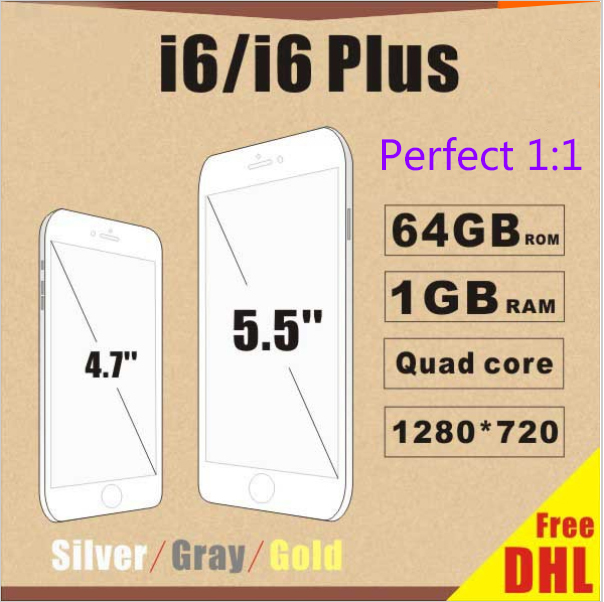 DHL free shipping Goophone i6 phone 4 7 inch i6 plus 5 5 inch Metal quad