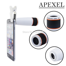 Apexel Universal Clip 12X Telephoto Lens Zoom Optical Telescope lens Camera for mobile phone two color Black White APL-12XSJ