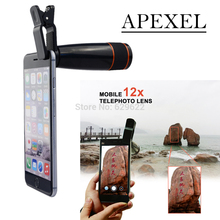 Apexel Universal Clip 12X Telephoto Lens Zoom Optical Telescope lens Camera for mobile phone two color