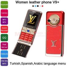 2015 Turkish Spanish Arabic Luxury Metal back Cover Camera one-key MP3/MP4 FM Radio mini women gilr Cell mobile Phone V9+ P66