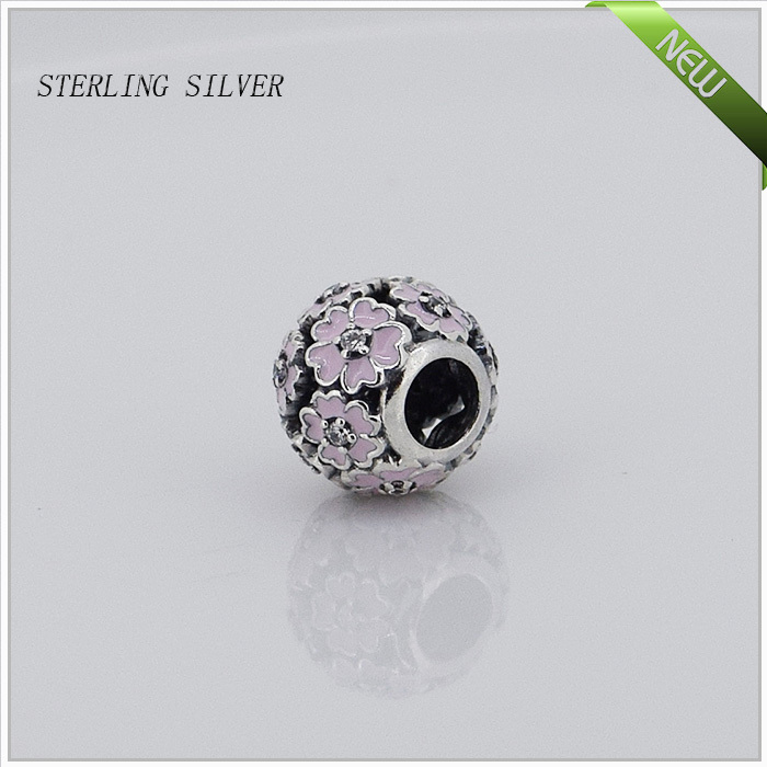 Fits Pandora Bracelets Primrose Silver Beads With Pink Enamal New Original 100 925 Sterling Silver Charms