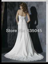 Vestido De Noiva 2015 New Custom Made Noble Bride Gown White Chiffon Beading Pleat Strapless A
