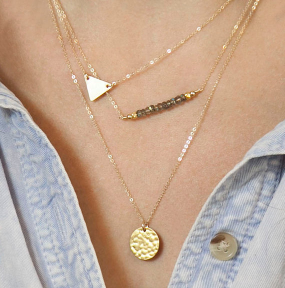 Gold-Layered-Necklace-Set-of-3Gold-Hammered-Disc-Long-Necklace-Crystal ...