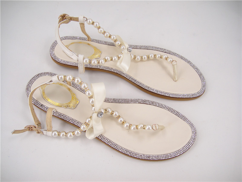Bridal Sandals Flat Wedding Shoes Ivory Pearls SandalsFlat ...