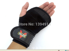 Free Shipping Hot Slip-Resistant Long Leather Half Finger Fitness Gloves/Exercise Barbell Weight Lifting Gloves JZ-08