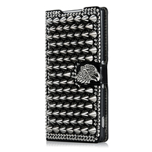Stylish Handmade Cool Skull PU Leather Flip Phone Case For Sony Xperia Z3 D6653 D6633 Durable