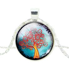 Vintage Life Tree Pendant Necklace Fashion Silver Chain Necklace in Jewelry Newest Glass Cabochon Statement Necklace