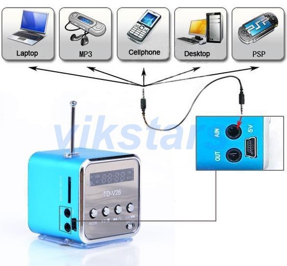 2015 new micro SD TF USB Portable FM Radio With speakers mobile phone vibration computer musicFM