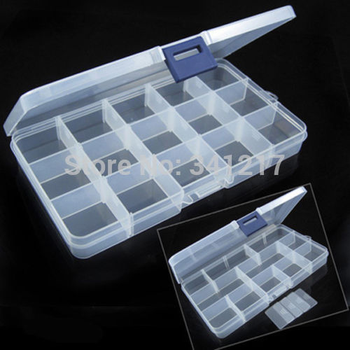 Plastic 10 15 24 Slots Jewelry Adjustable Tool Box Case Craft Organizer Storage