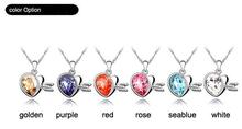 Wholesale Lots Free Shipping Fashion Cupid Heart Women Crystal Necklaces Pendants Jewelry 6 colors