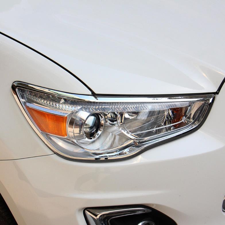 Chrome Front Headlight Headlamp Head lights Cover Trim for Mitsubishi ASX 2013 14