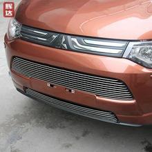 Mitsubishi Outlander 2013 2014 modified metal front grille trim cover decoration 2pcs kit