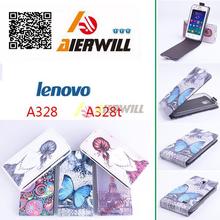 Aierwill Luxury Colored Painting Protector Leather Flip Case Cover Up and down For Lenovo A328 Smartphone