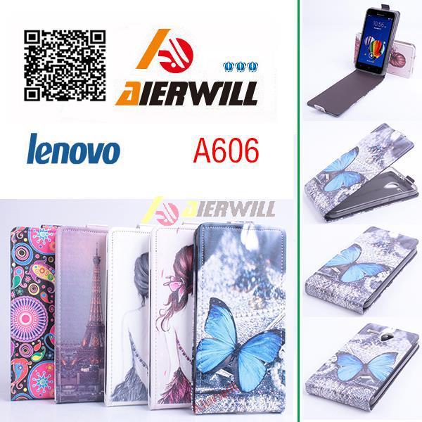 Aierwill Luxury Colored Painting Protector Leather Flip Case Cover Up and down For Lenovo A606 Smartphone