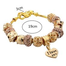 New Gold Plated DIY Bead Bracelet With High Quality Flower and Love Charms for Friendship Gift