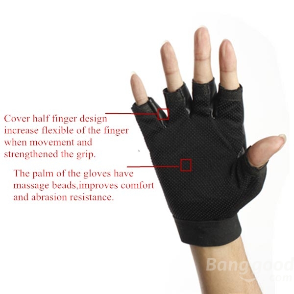 Hot Deal Leather Weightlifting Half Finger Gloves Gym Exercise Training