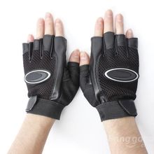 Hot Deal Leather Weightlifting Half Finger Gloves Gym Exercise Training