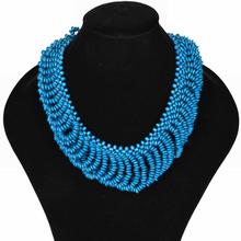  New Fashion Style Bohemian Necklace for Women Colorful Choker Wood Beads Multi layers Statement Bib