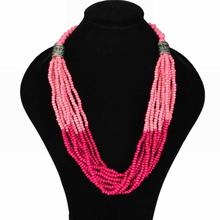  New Fashion Style Bohemian Necklace for Women Colorful Choker Wood Beads Multi layers Statement Bib