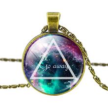 Fashion Glass Cabochon Pendant Necklace Vintage Star Triangular Beard Statement Chain Necklace Newest Bronze Silver Jewelry