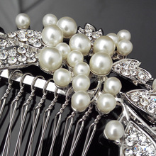 Beautiful New Women Leaf Crystal Rhinestone Pearls Hair Comb Clip Wedding Bridal Hairpins Hair Accessories Jewelry
