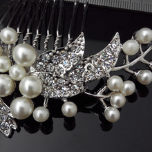 Beautiful New Women Leaf Crystal Rhinestone Pearls Hair Comb Clip Wedding Bridal Hairpins Hair Accessories Jewelry